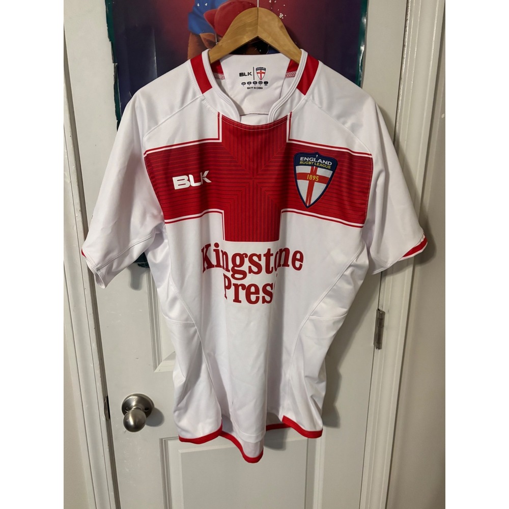 BLK England Rugby League 2016 Four Nations Home Jersey White Red Mens Large